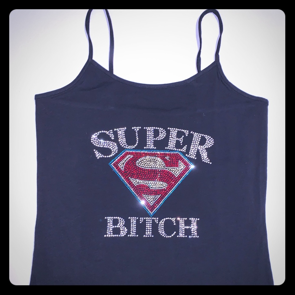 Bling black Super Bitch tank New